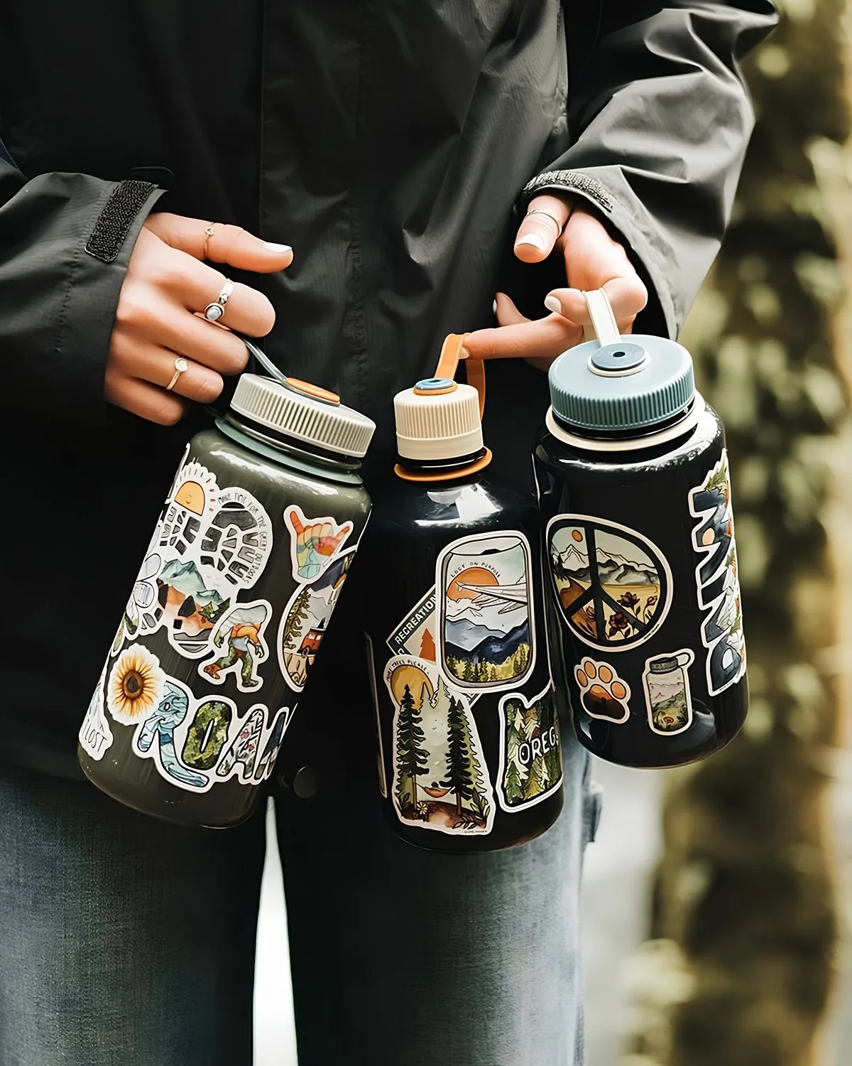 Botellas con stickers personalizados